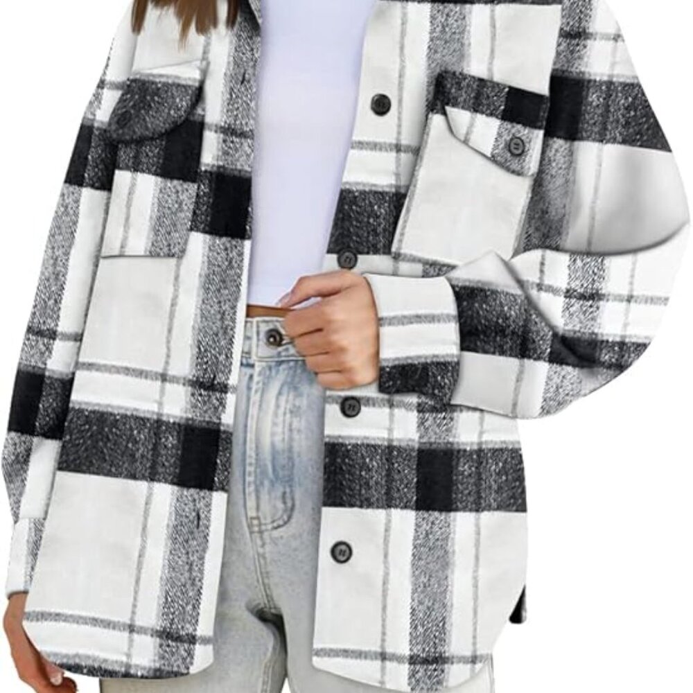 New Plaid Flannel Button Down Jacket - image 7